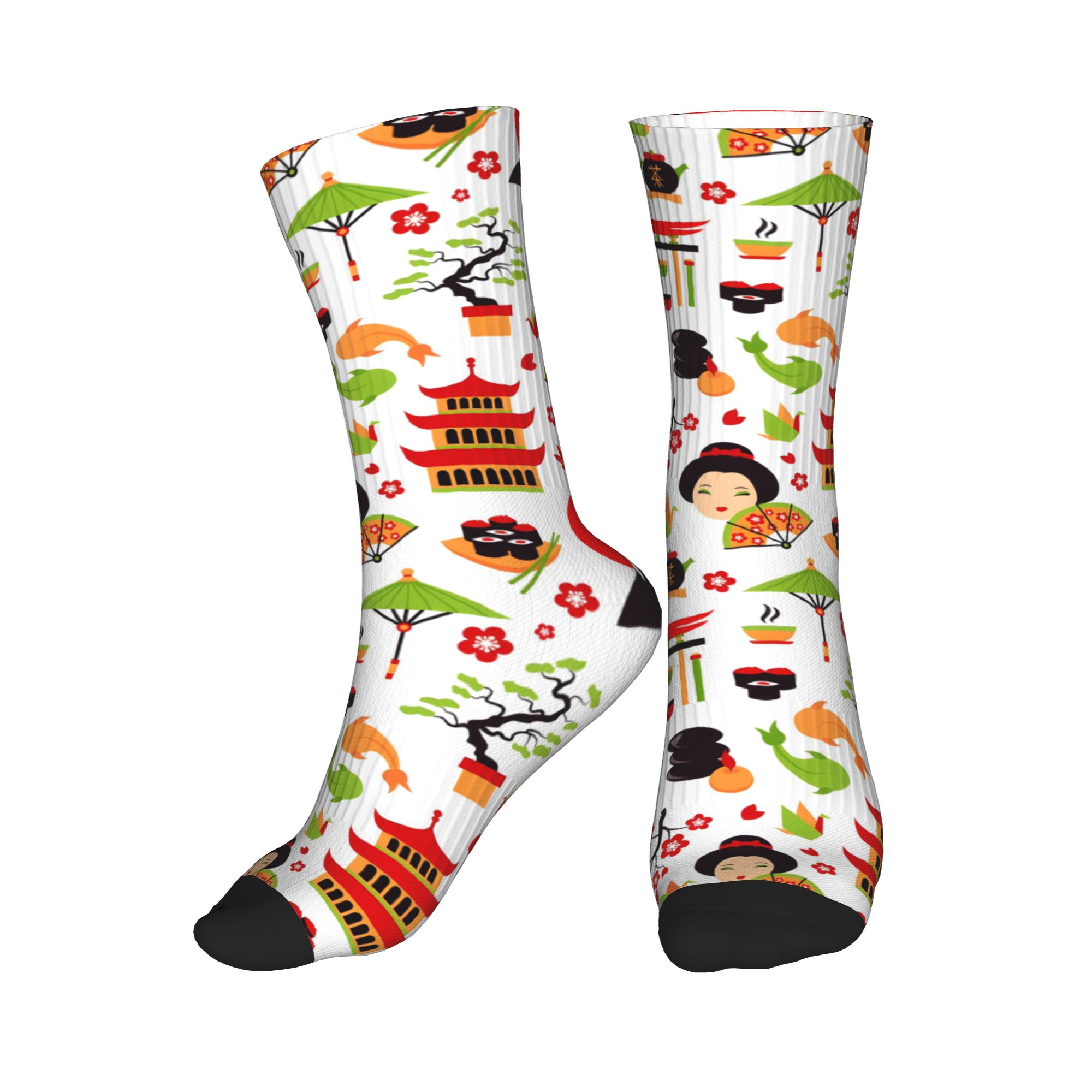 Dress Sock Men - Cool Men's White Japanese Geisha Lucky