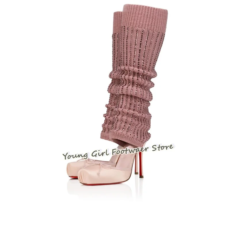 Shoe Cut Stiletto Heels Red Ba - Knee High Sock Women review and price